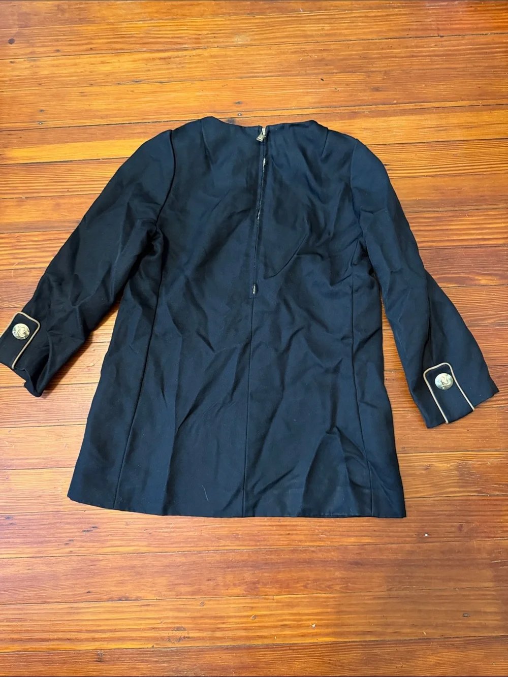 Louis Vuitton Black Long-Sleeve Tunic with Gold Button Accents